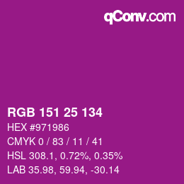 Color code: RGB 151 25 134 | qconv.com