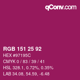Color code: RGB 151 25 92 | qconv.com