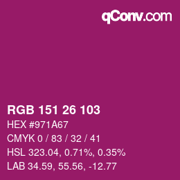 カラーコード: RGB 151 26 103 | qconv.com