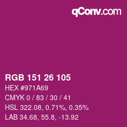 Color code: RGB 151 26 105 | qconv.com