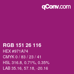 Color code: RGB 151 26 116 | qconv.com