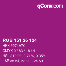 Color code: RGB 151 26 124 | qconv.com