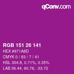 カラーコード: RGB 151 26 141 | qconv.com