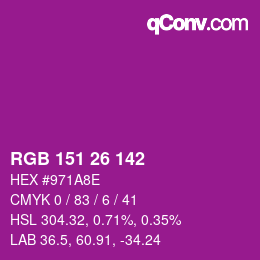 Color code: RGB 151 26 142 | qconv.com