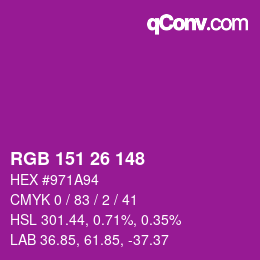 Color code: RGB 151 26 148 | qconv.com