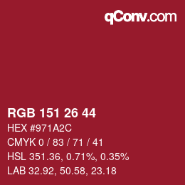 カラーコード: RGB 151 26 44 | qconv.com