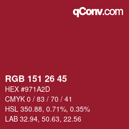 Color code: RGB 151 26 45 | qconv.com