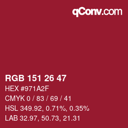 Color code: RGB 151 26 47 | qconv.com