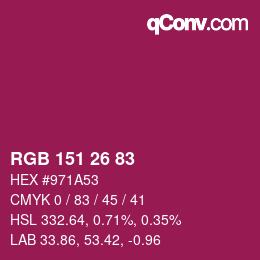 Color code: RGB 151 26 83 | qconv.com