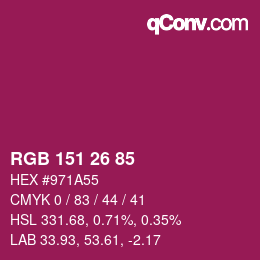 Color code: RGB 151 26 85 | qconv.com