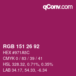 カラーコード: RGB 151 26 92 | qconv.com
