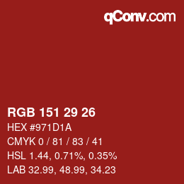 Color code: RGB 151 29 26 | qconv.com