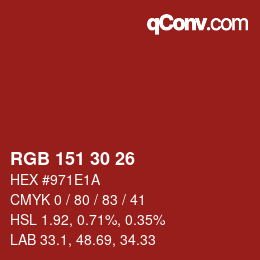 Color code: RGB 151 30 26 | qconv.com