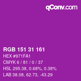 Color code: RGB 151 31 161 | qconv.com