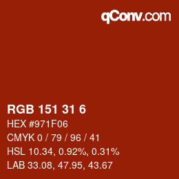 Color code: RGB 151 31 6 | qconv.com
