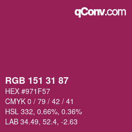 Color code: RGB 151 31 87 | qconv.com