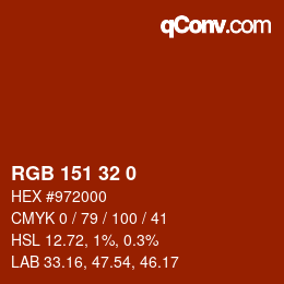 カラーコード: RGB 151 32 0 | qconv.com