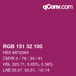 Color code: RGB 151 32 100 | qconv.com