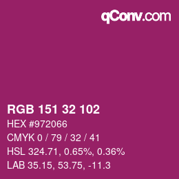 Color code: RGB 151 32 102 | qconv.com