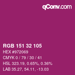 Color code: RGB 151 32 105 | qconv.com