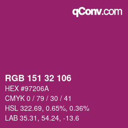Color code: RGB 151 32 106 | qconv.com