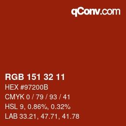 Color code: RGB 151 32 11 | qconv.com