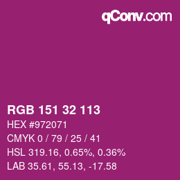 Color code: RGB 151 32 113 | qconv.com