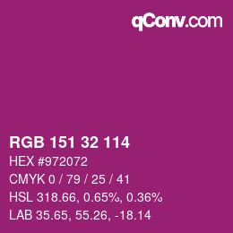 Color code: RGB 151 32 114 | qconv.com