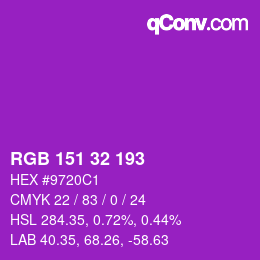 Color code: RGB 151 32 193 | qconv.com