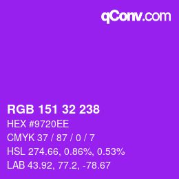 Color code: RGB 151 32 238 | qconv.com