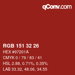 Color code: RGB 151 32 26 | qconv.com