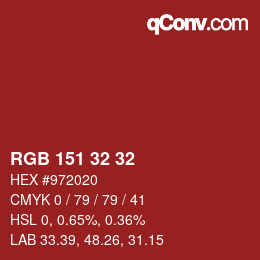 Color code: RGB 151 32 32 | qconv.com
