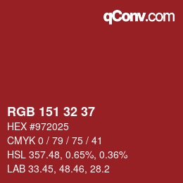 Color code: RGB 151 32 37 | qconv.com