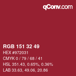 Color code: RGB 151 32 49 | qconv.com