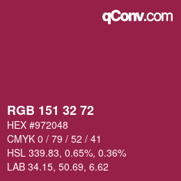 カラーコード: RGB 151 32 72 | qconv.com