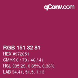 Color code: RGB 151 32 81 | qconv.com