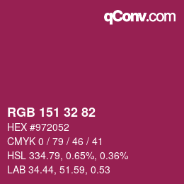 Color code: RGB 151 32 82 | qconv.com