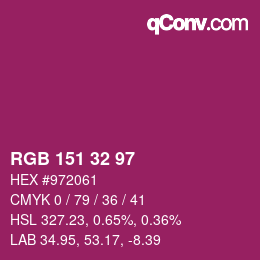 Color code: RGB 151 32 97 | qconv.com