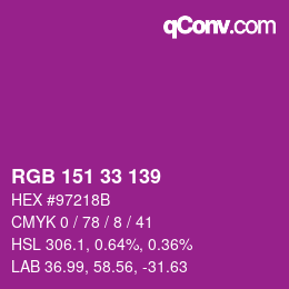 Farbcode: RGB 151 33 139 | qconv.com