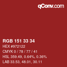 Color code: RGB 151 33 34 | qconv.com