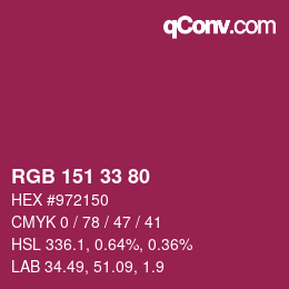 Farbcode: RGB 151 33 80 | qconv.com