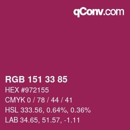 Color code: RGB 151 33 85 | qconv.com
