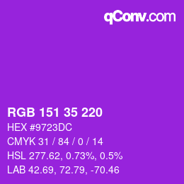 Color code: RGB 151 35 220 | qconv.com