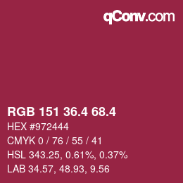 カラーコード: RGB 151 36.4 68.4 | qconv.com