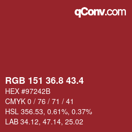 カラーコード: RGB 151 36.8 43.4 | qconv.com