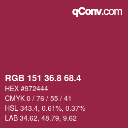 カラーコード: RGB 151 36.8 68.4 | qconv.com