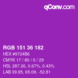 カラーコード: RGB 151 36 182 | qconv.com