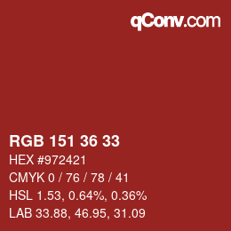 Farbcode: RGB 151 36 33 | qconv.com