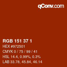 カラーコード: RGB 151 37 1 | qconv.com