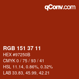 Color code: RGB 151 37 11 | qconv.com